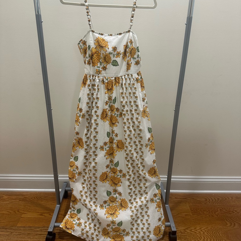 Floral Maxi Dress with Yellow and Green Accents